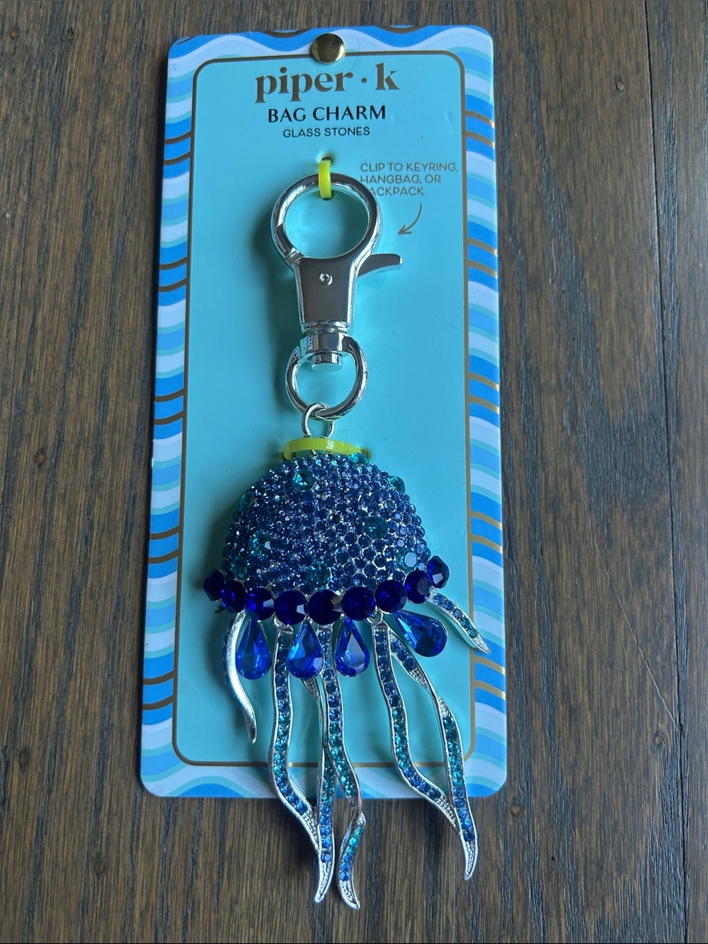 Piper K Blue and Silver Jellyfish Bag Charm